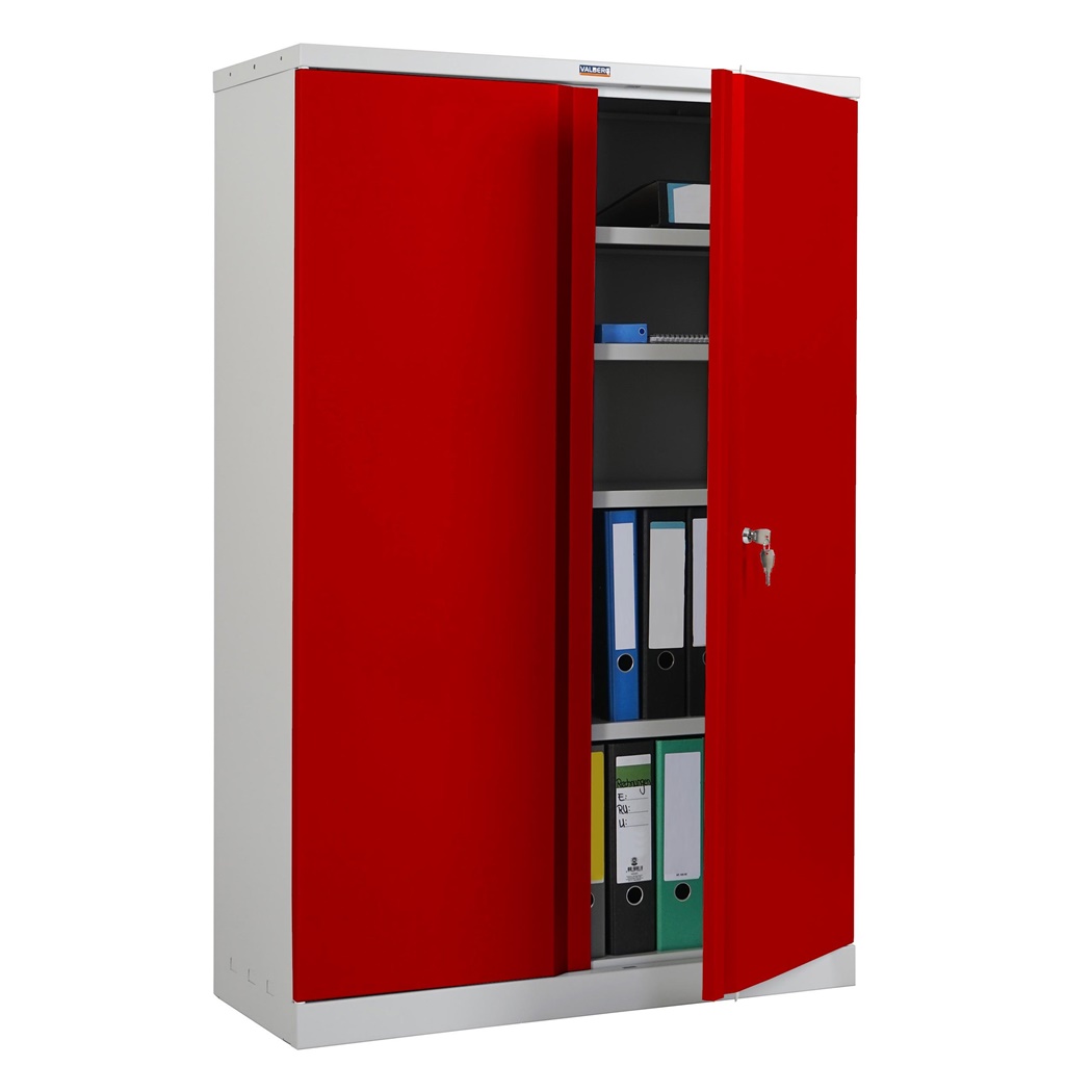 Meuble Classeur CARIN 2 PORTES, 140x92x37cm, en Acier, Rouge