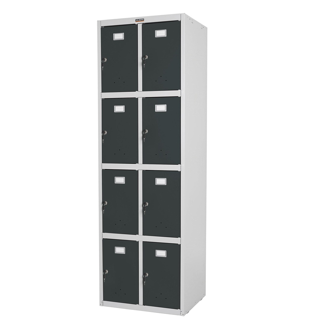 Meuble Casier BERIT 8 PORTES, 183x58x50 cm, en Acier,  Gris Anthracite