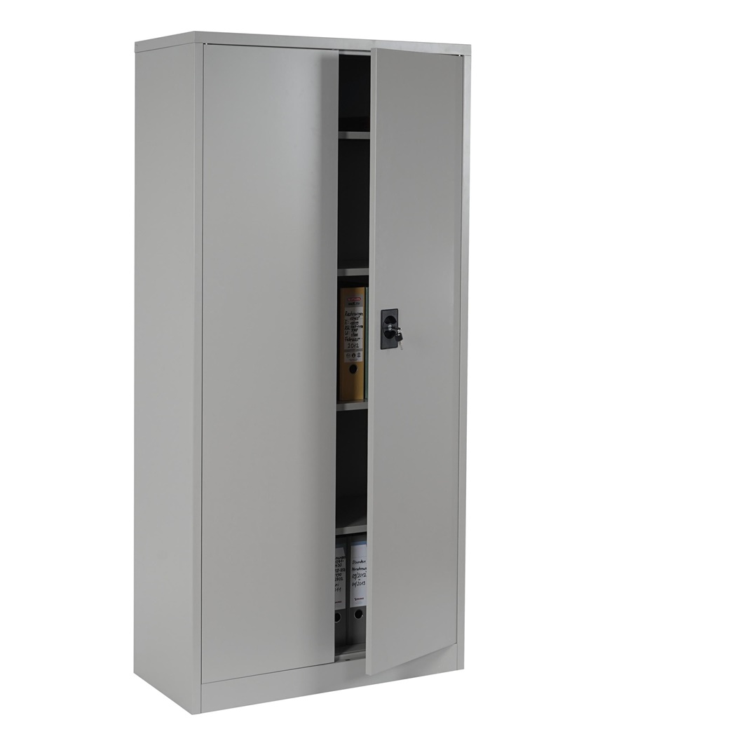 Meuble classeur Métallique EDIT, 2 portes battantes, 180x85x40 cm, en Acier, Gris