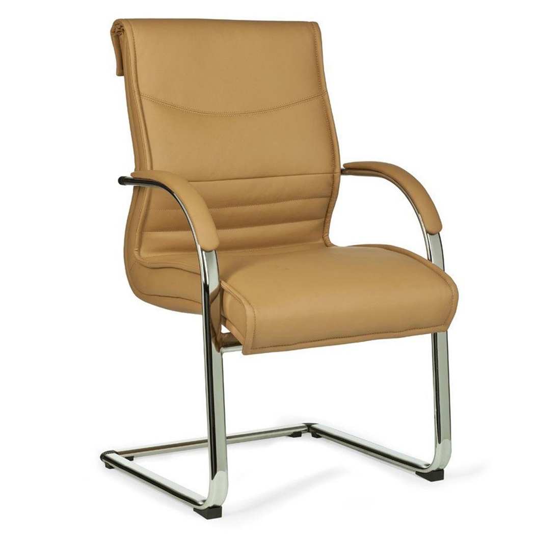 Chaise visiteur Ergonomique PINDO, Grand Rembourrage, Design Élégant, en Cuir, Marron