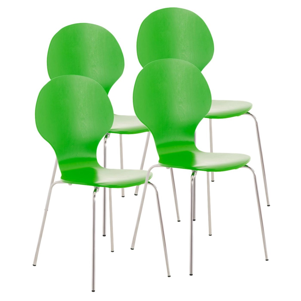 Lot de 4 Chaises visiteur CARVALLO, Structure Métallique, Empilables, Vert