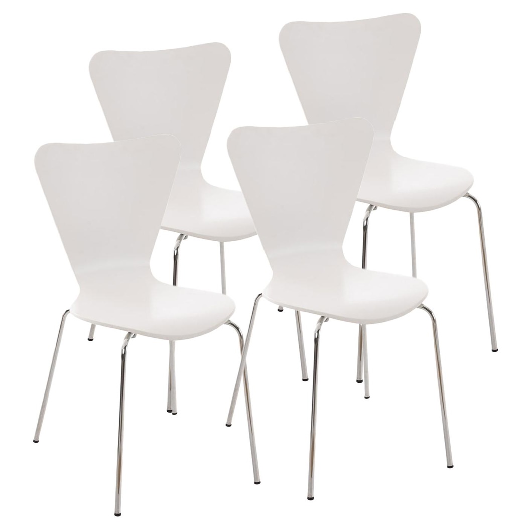 Lot de 4 Chaises visiteur HERCULE, Structure Métallique, Empilables, Blanc