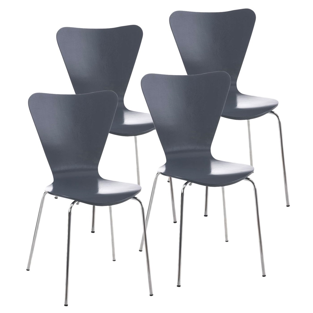 Lot de 4 Chaises visiteur HERCULE, Structure Métallique, Empilables, Gris