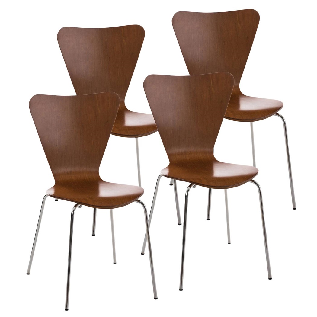 Lot de 4 Chaises visiteur HERCULE, Structure Métallique, Empilables, Marron Cerisier