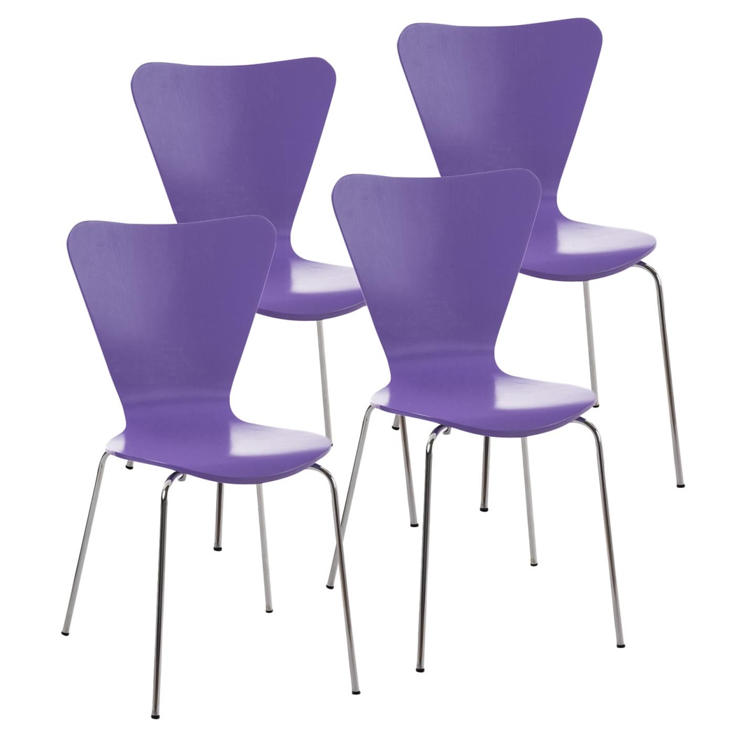 Lot de 4 Chaises visiteur HERCULE, Structure Métallique, Empilables, Violet