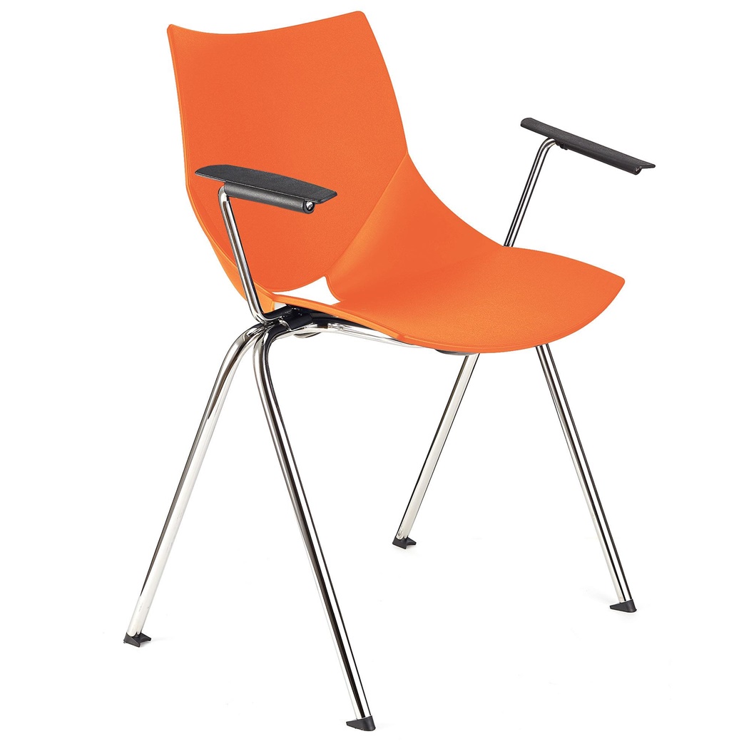 Chaise de réunion AMIR AVEC ACCOUDOIRS, Commode et Pratique, Empilable, Orange