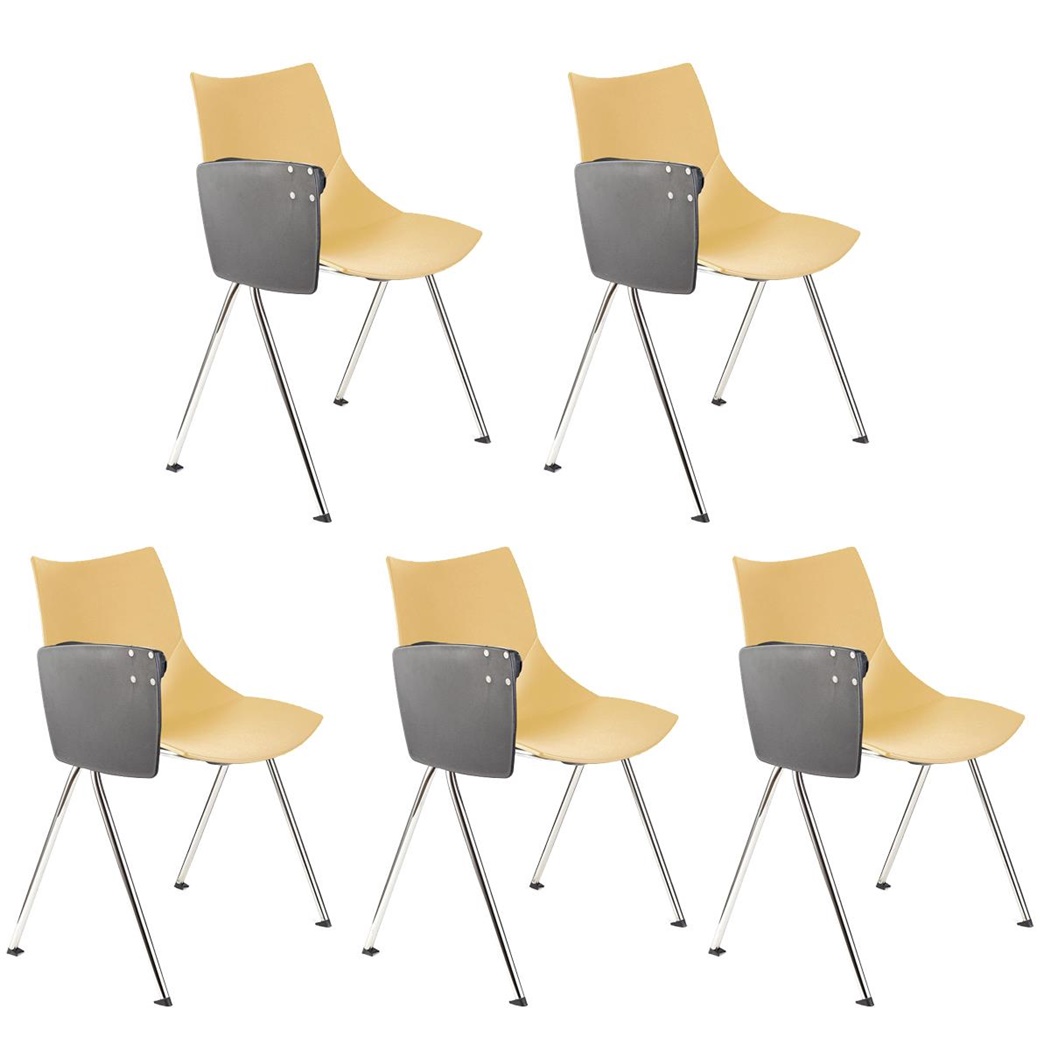 Lot de 5 Chaises de réunion AMIR AVEC TABLETTE, Commodes et Pratiques, Beige