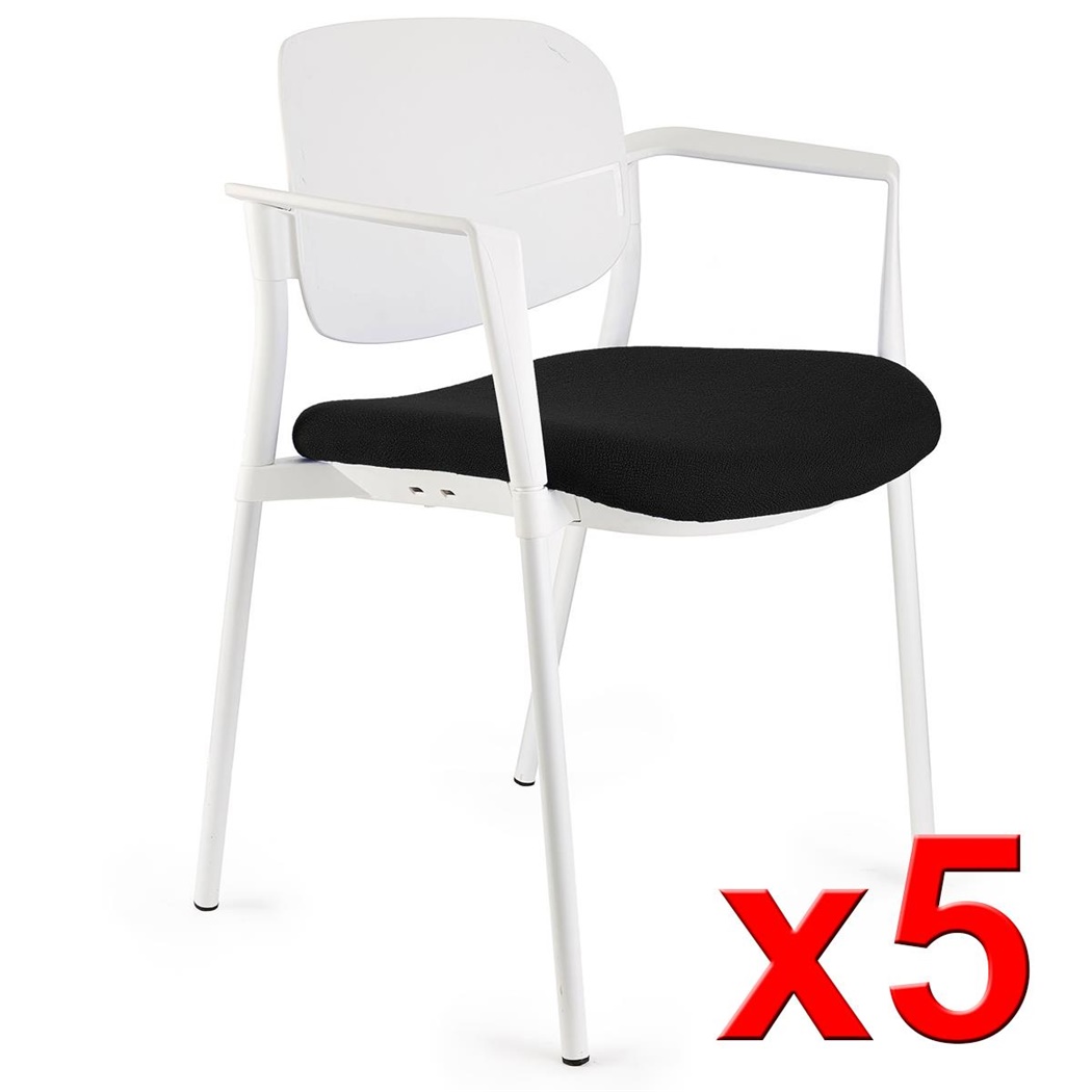 Lot de 5 chaises de réunion ERIC, Commodes et Pratiques, Empilables, Noir