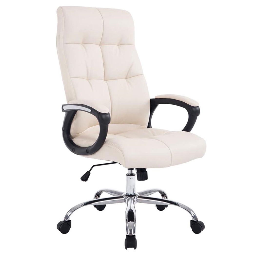 Fauteuil de Bureau ARABIA, Grand Rembourrage, Résistant jusqu'à 160 kg, Cuir, Crème