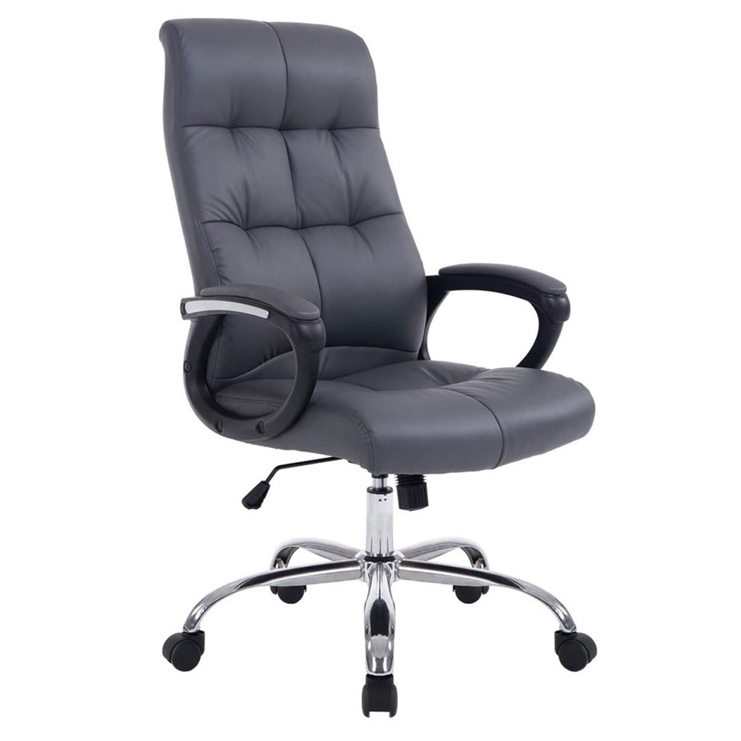 Fauteuil de Bureau ARABIA, Grand Rembourrage, Résistant jusqu'à 160 kg, Cuir, Gris