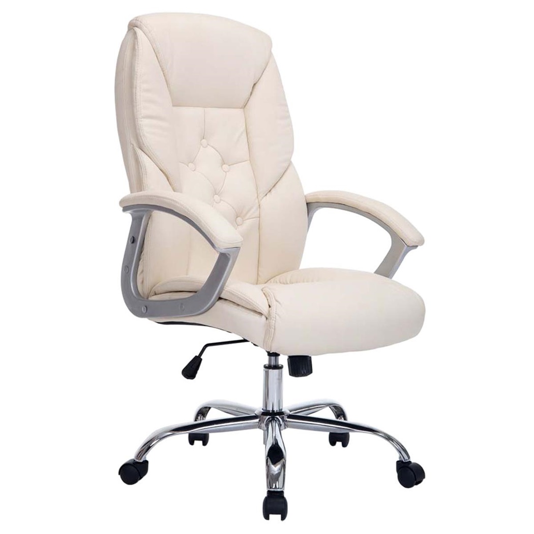 Fauteuil de Bureau DIONÉ PRO, Design élégant, Grand Rembourrage, Résistant jusqu'à 170kg, cuir, Crème