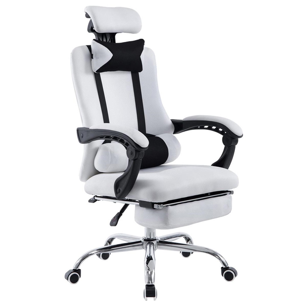 Fauteuil de bureau / Gamer ANTARES, Inclinable, Repose-pieds Extensible, en Maille Respirable, Blanc