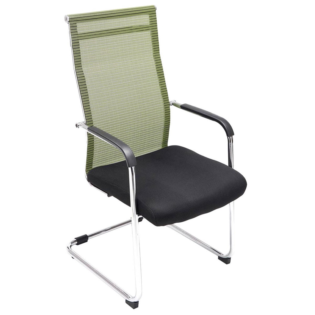 Chaise visiteur BREMEN, Structure Métallique, en Maille Respirable, Noir/ Vert