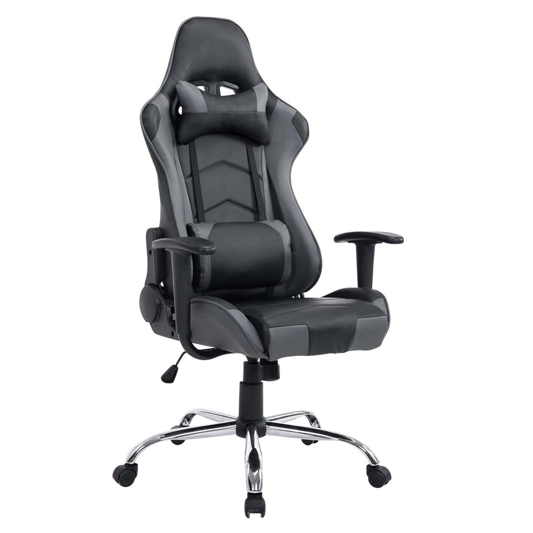 Fauteuil de bureau Gamer ZELDA, Dossier Inclinable, Coussins Inclus, Piétement en Métal, Noir/Gris