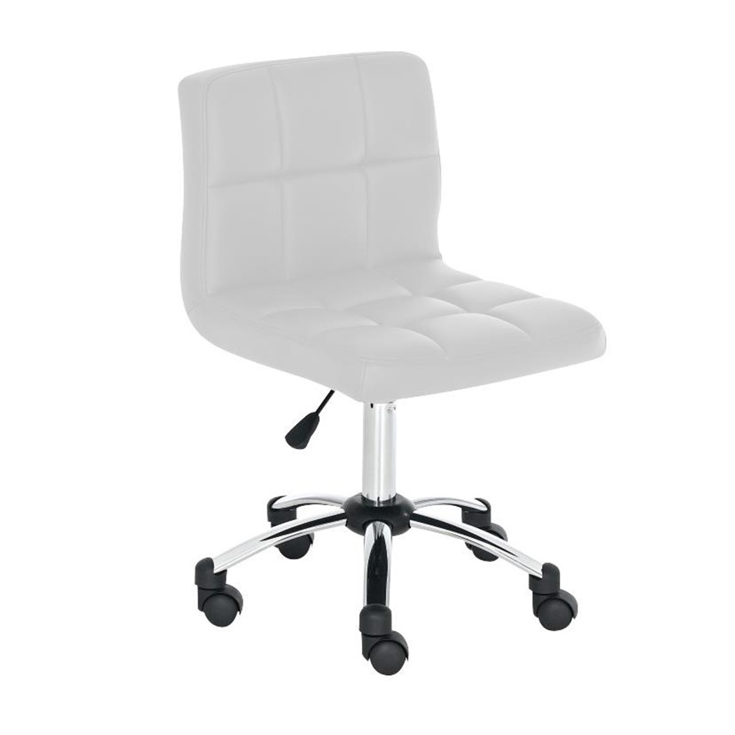 Chaise de bureau LUKE, Grand Rembourrage, Structure Métallique, Cuir , Blanc