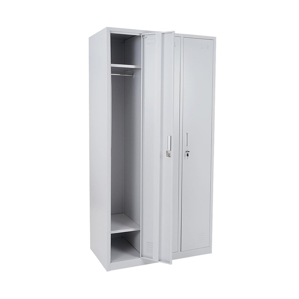 Casier Vestiaire Métallique AGNES, 180x90x50 cm, 3 Portes avec Serrure, Gris