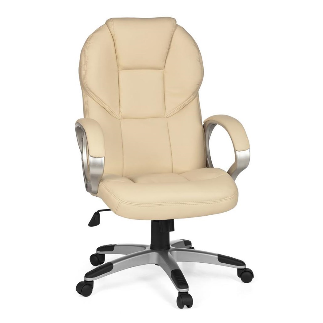 Fauteuil de bureau FABIAN, Grand Rembourrage, Mécanisme Basculant, Crème