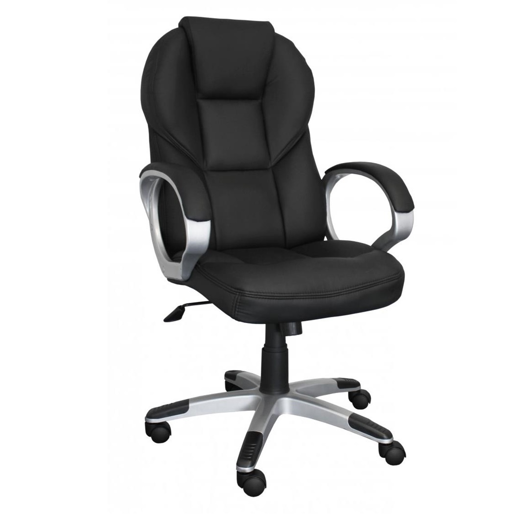 Fauteuil de bureau FABIAN, Grand Rembourrage, Mécanisme Basculant, Noir