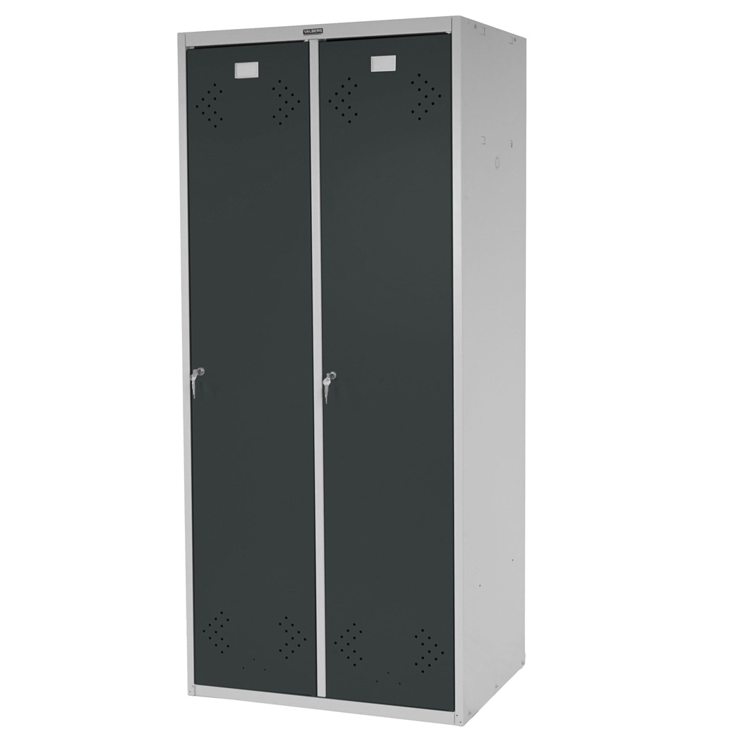 Casier Vestiaire Métallique FRIDA, 183x81x50 cm, 2 Portes, Gris Anthracite