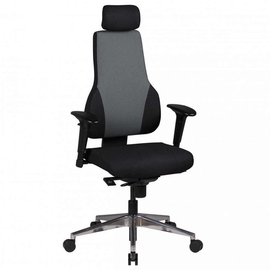 Siège Ergonomique ULYSSE PRO, Totalement Ajustable, Grand rembourrage, en Tissu, Noir/Gris