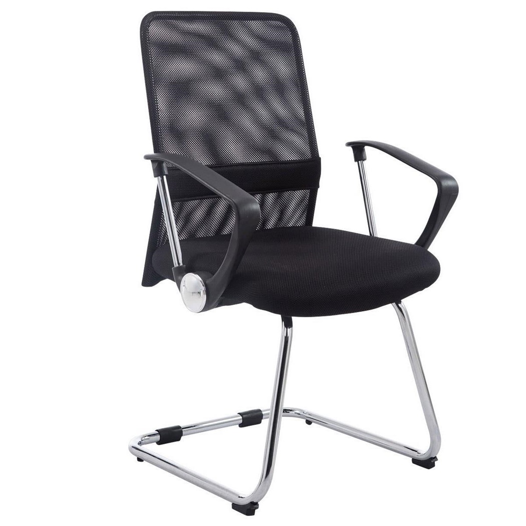 Chaise visiteur ASPEN V, Assise Rembourrée, en Maille Respirable, Noir