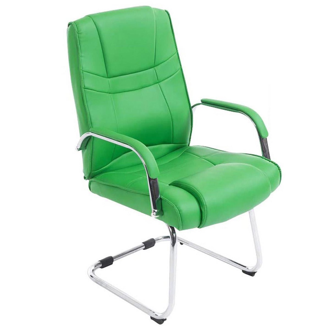 Chaise de réunion DENVER, Structure métallique, Revêtement en Cuir, Vert