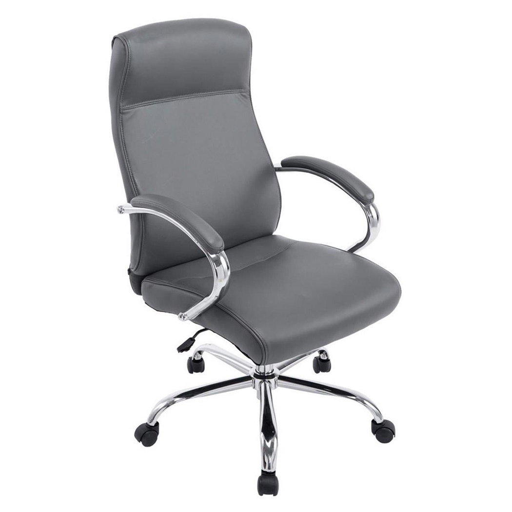 Fauteuil de bureau ZURICH, XXL, Grand rembourrage, Revêtement cuir, Gris