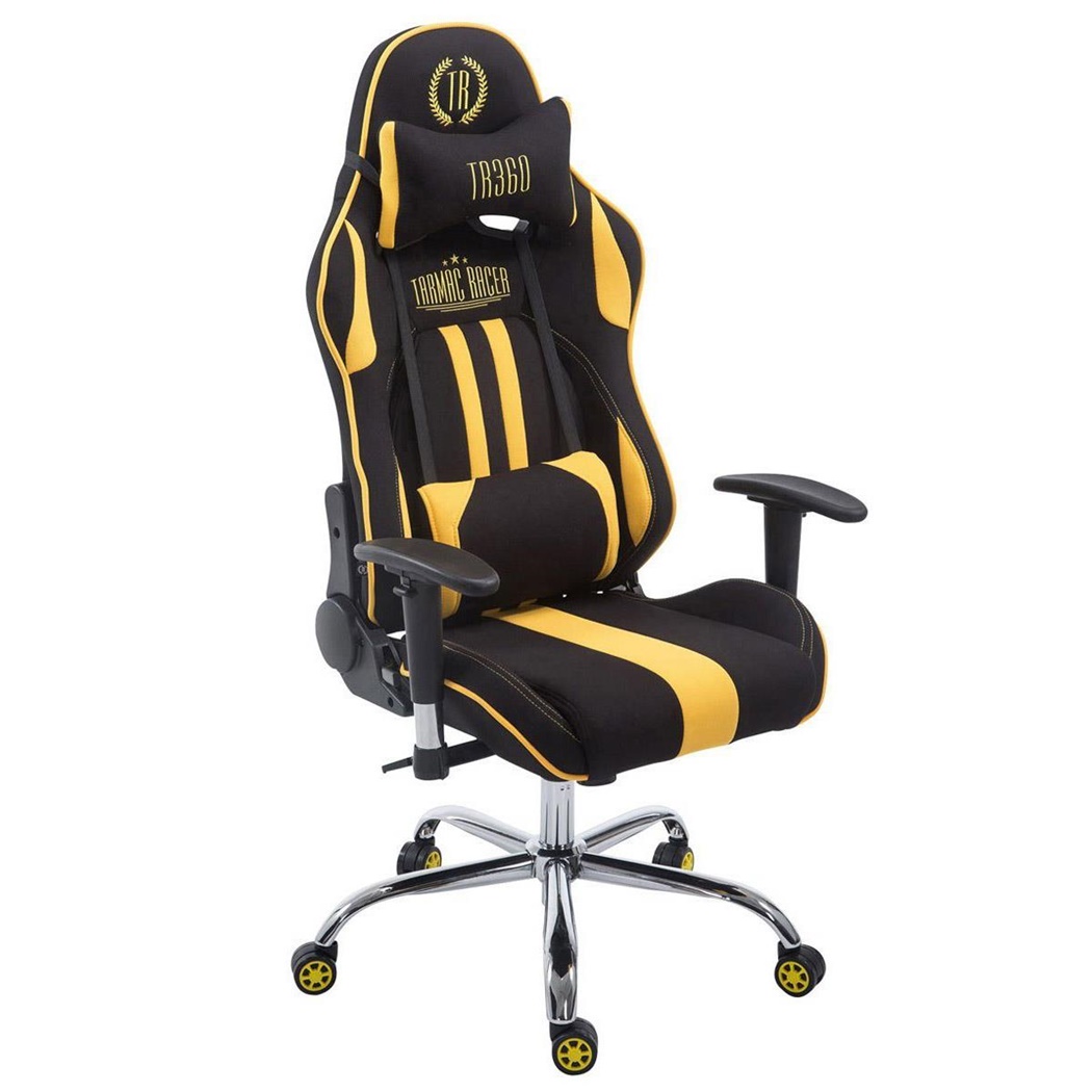 Fauteuil de bureau Gamer LOGAN TISSU, Piétement Métal, Noir/Jaune