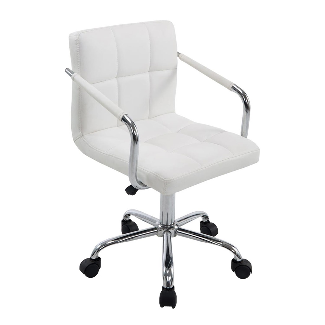 Chaise de bureau BETTY,  Grand Rembourrage, Structure Métallique, Cuir, Blanc