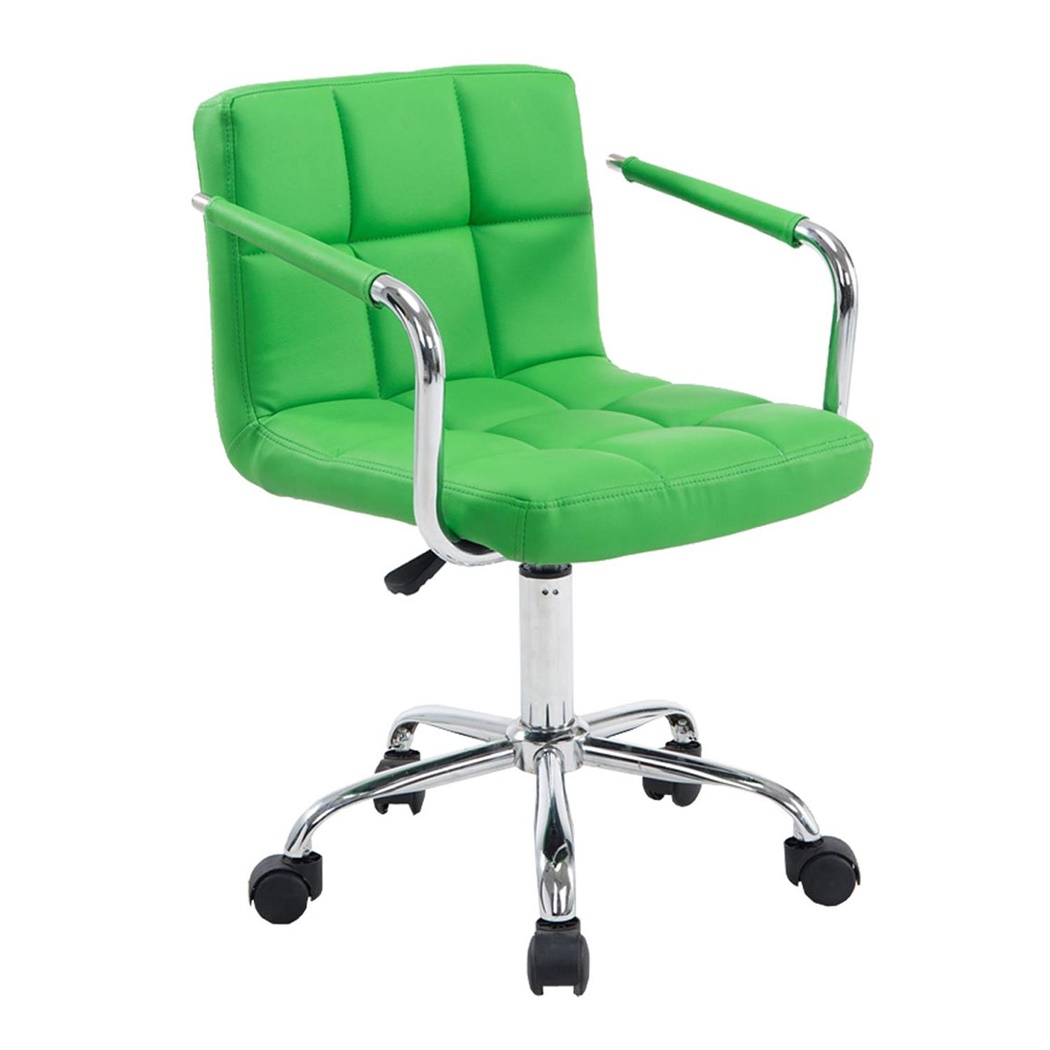 Chaise de bureau BETTY,  Grand Rembourrage, Structure Métallique, Cuir, Vert