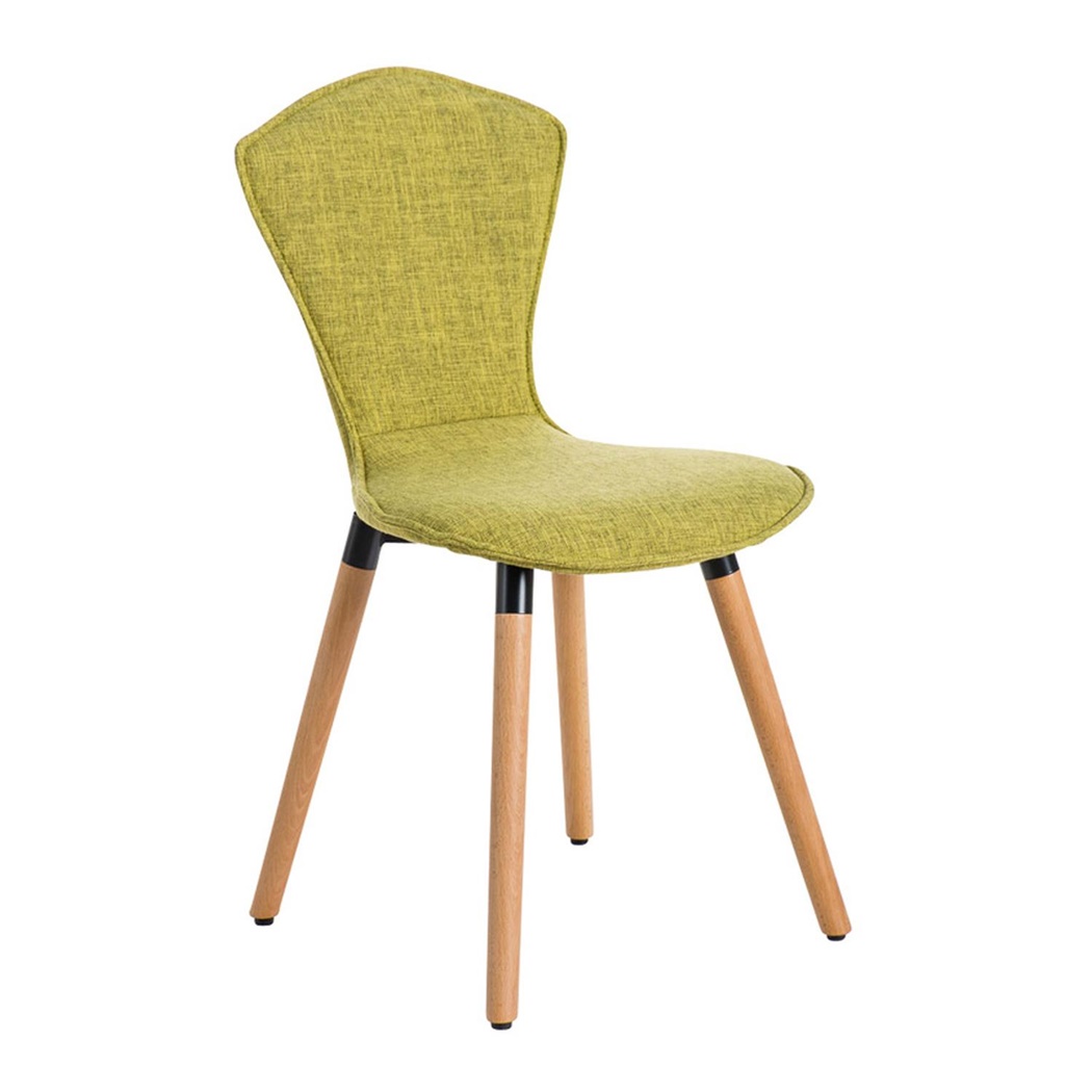Chaise visiteur FELIKA, Piétement en Bois, Grand Rembourrage, en Tissu, Vert