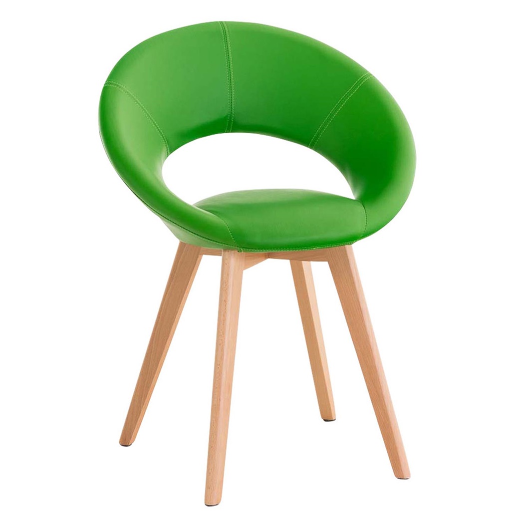 Chaise visiteur TIMY, Design exclusif, Piétement en Bois, Grand Rembourrage, en Cuir, Vert