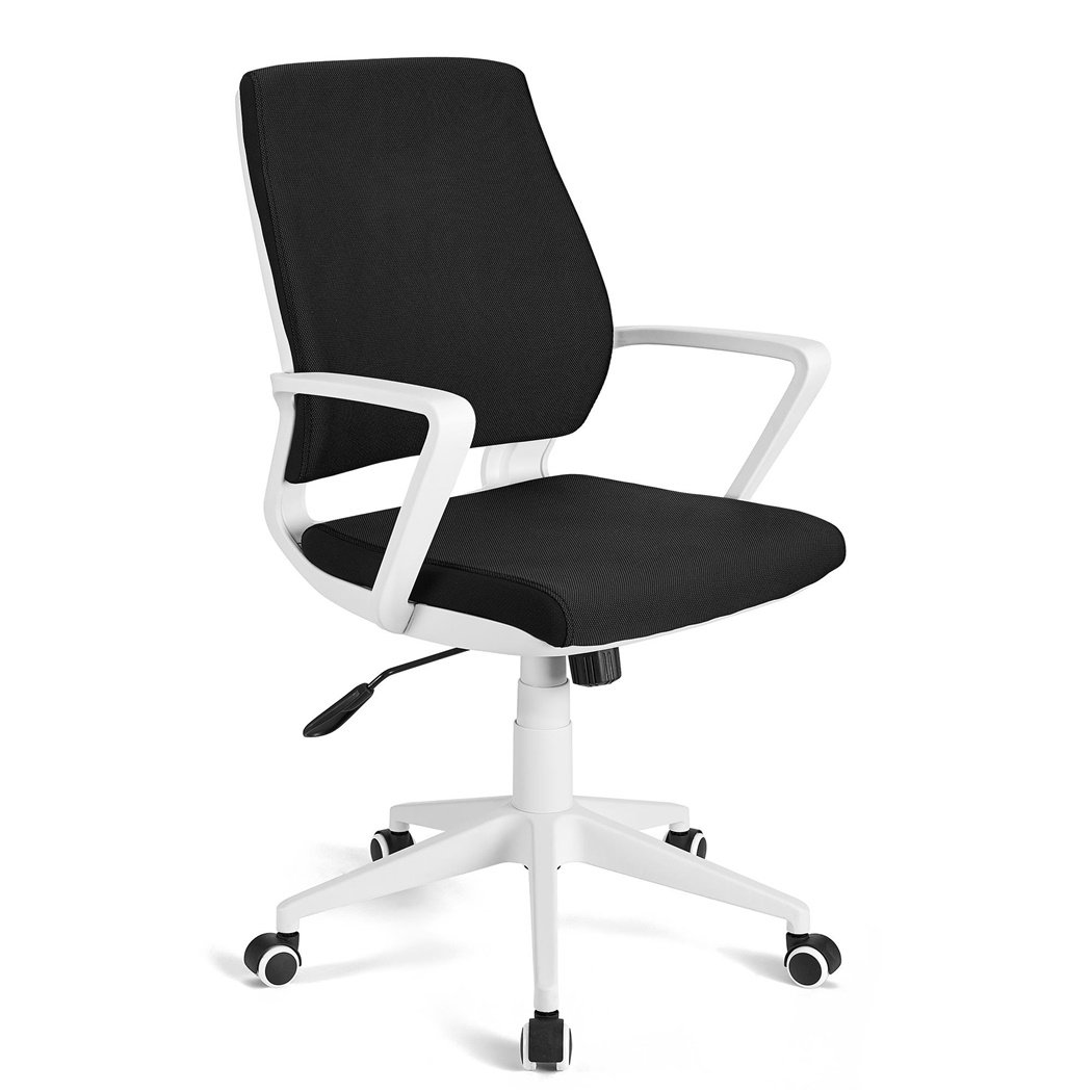 Chaise de bureau IRMA, Structure en Blanc, Mécanisme Basculant, En Tissu, Noir