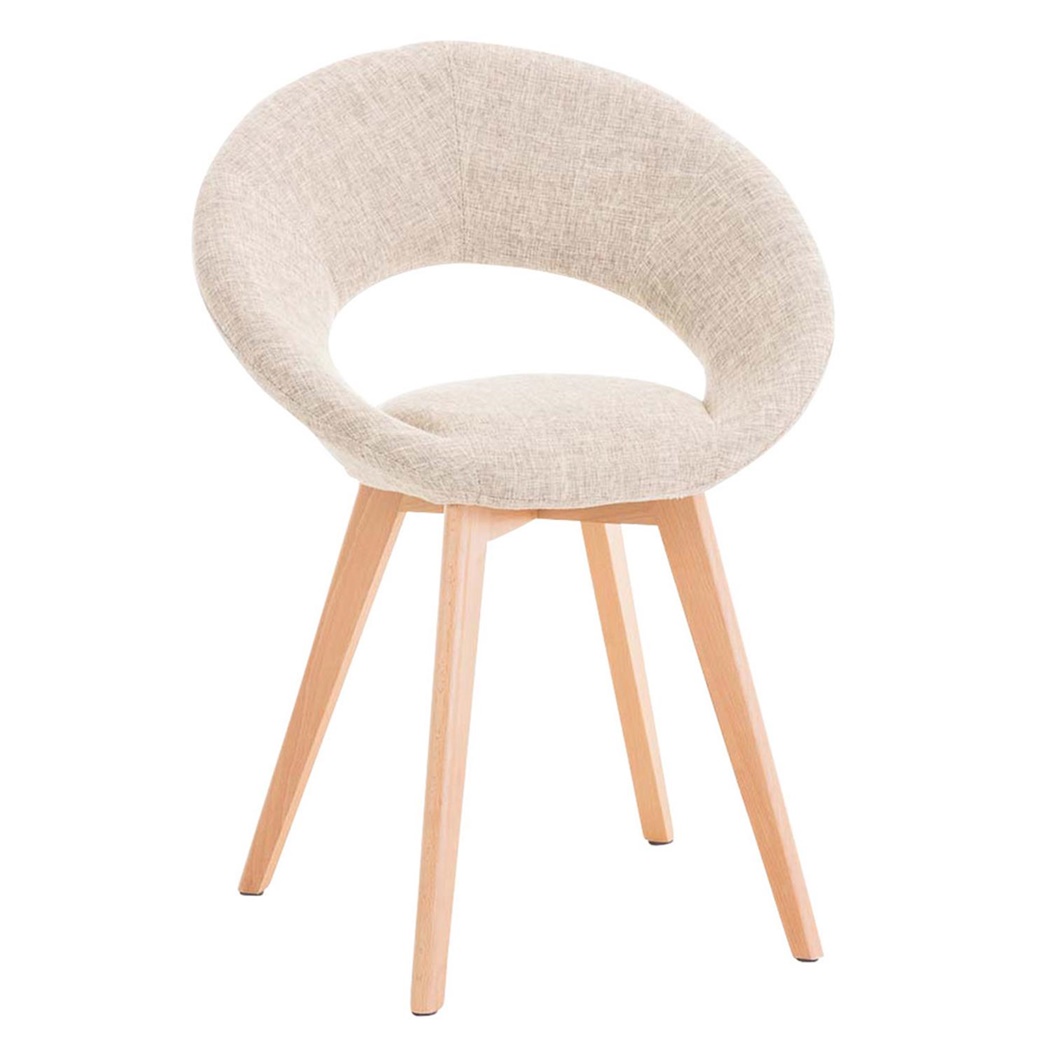 Chaise visiteur TIMY TISSU, Design exclusif, Piétement en Bois, Grand Rembourrage, Crème