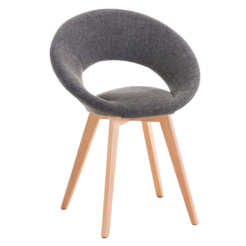 Chaise visiteur TIMY TISSU, Design exclusif, Piétement en Bois, Grand Rembourrage, Gris clair