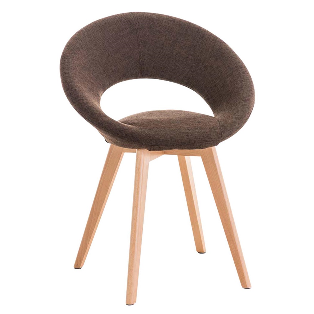 Chaise visiteur TIMY TISSU, Design exclusif, Piétement en Bois, Grand Rembourrage, Marron
