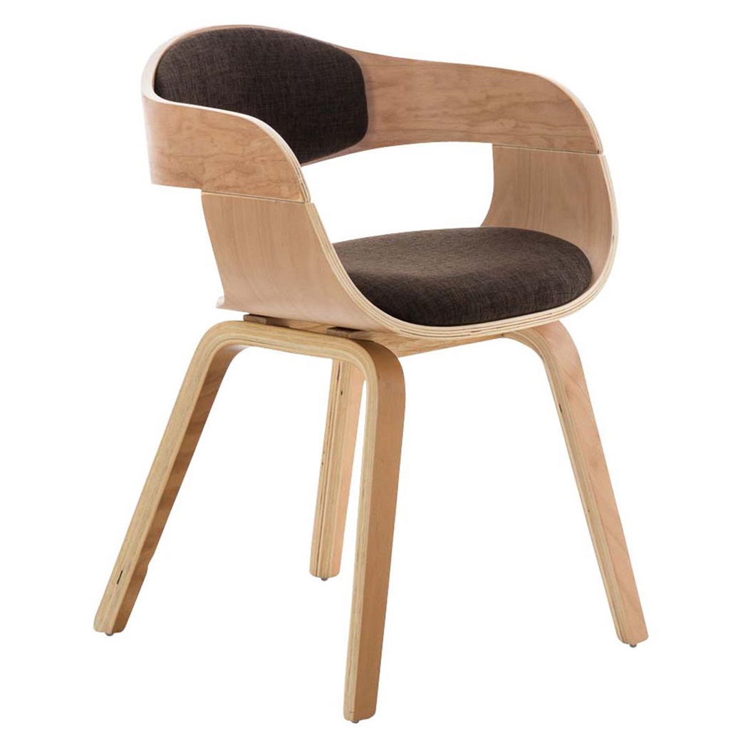 Chaise conférence BHOUTAN TISSU design exclusif, structure en bois couleur hêtre, Marron