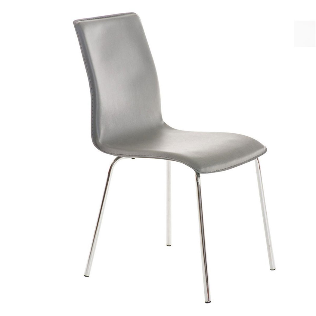 Chaise visiteur MIKI, Design exclusif, Revêtement Cuir, Gris