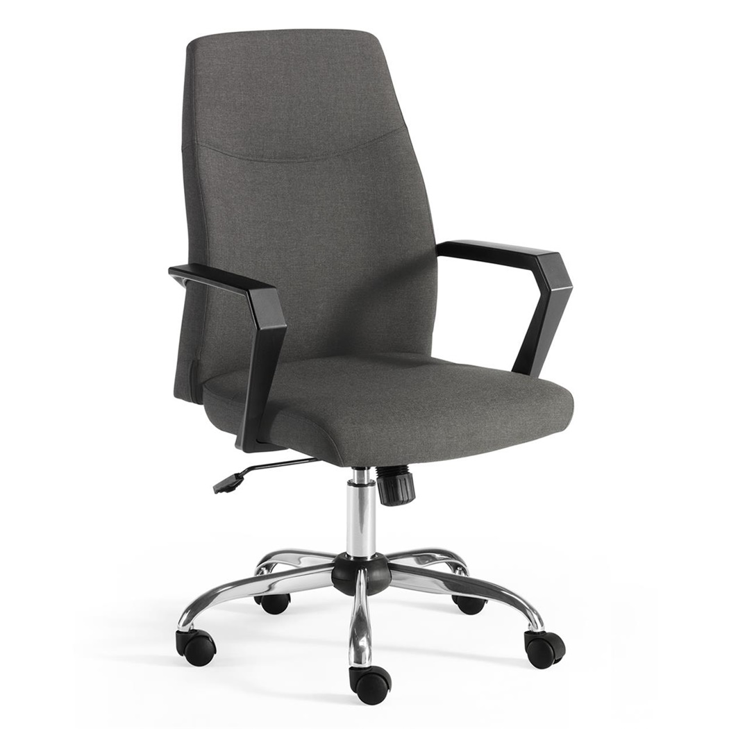 Chaise de bureau KATIA, Mécanisme Basculant, Piétement Métallique, Tissu, Gris foncé