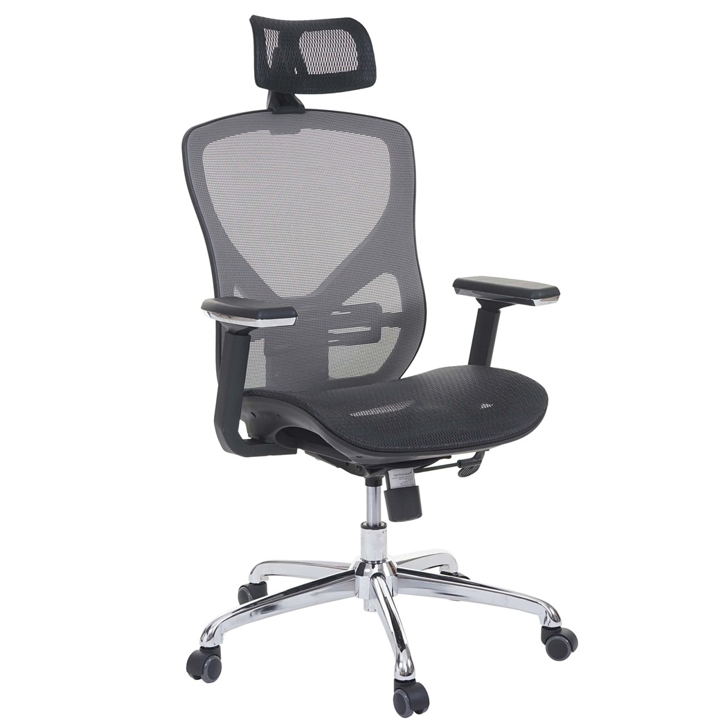Chaise Ergonomique LAMBI, Totalement Ajustable, Support Lombaire, Gris/ Noir