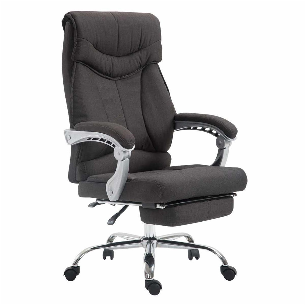 Fauteuil de bureau OREGON TISSU, Repose-pieds Extensible, Grand Rembourrage, Gris foncé