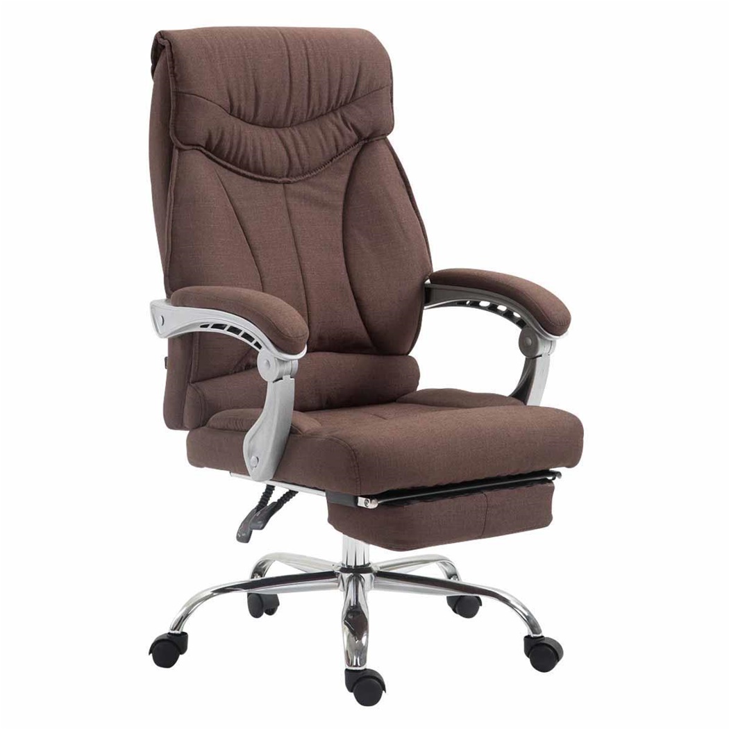 Fauteuil de bureau OREGON TISSU, Repose-pieds Extensible, Grand Rembourrage, Marron