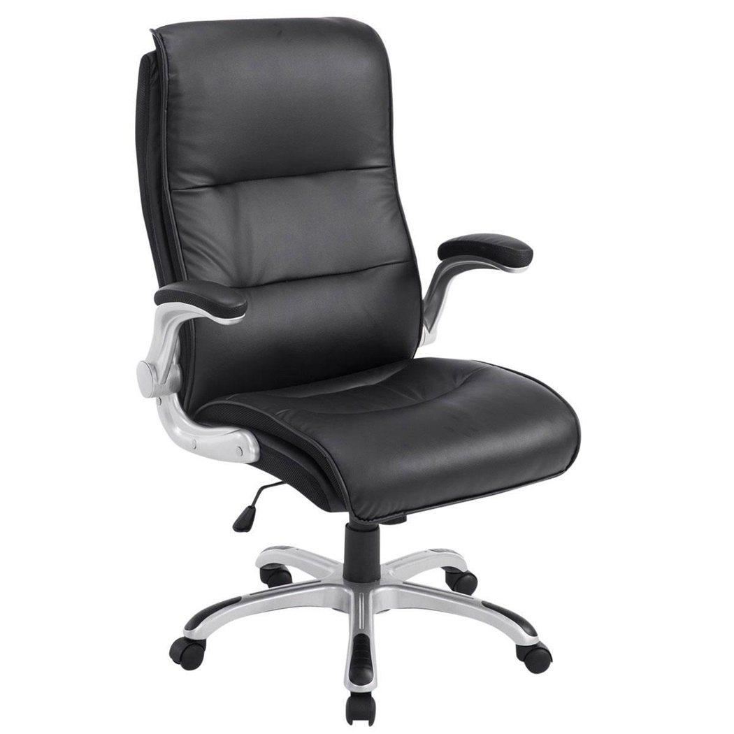 Fauteuil de bureau CRISTIANO, Grand rembourrage, Mécanisme Basculant, Utilisation quotidienne 8h, Noir