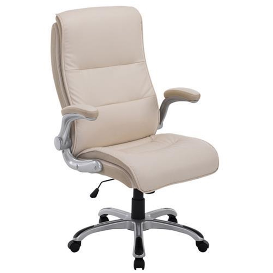 Fauteuil de bureau CRISTIANO, Grand rembourrage, Mécanisme Basculant, Utilisation quotidienne 8h, Crème