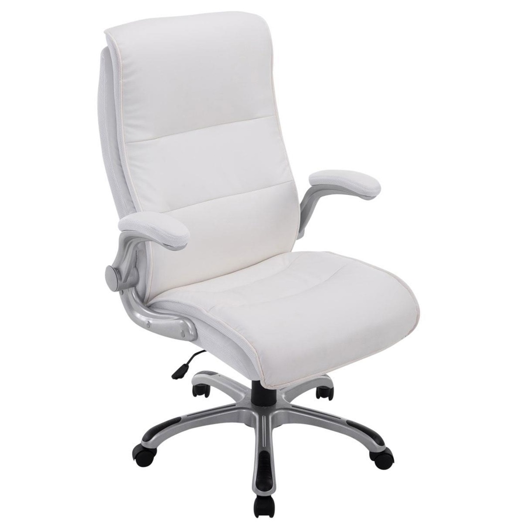 Fauteuil de bureau CRISTIANO, Grand rembourrage, Mécanisme Basculant, Utilisation quotidienne 8h, Blanc