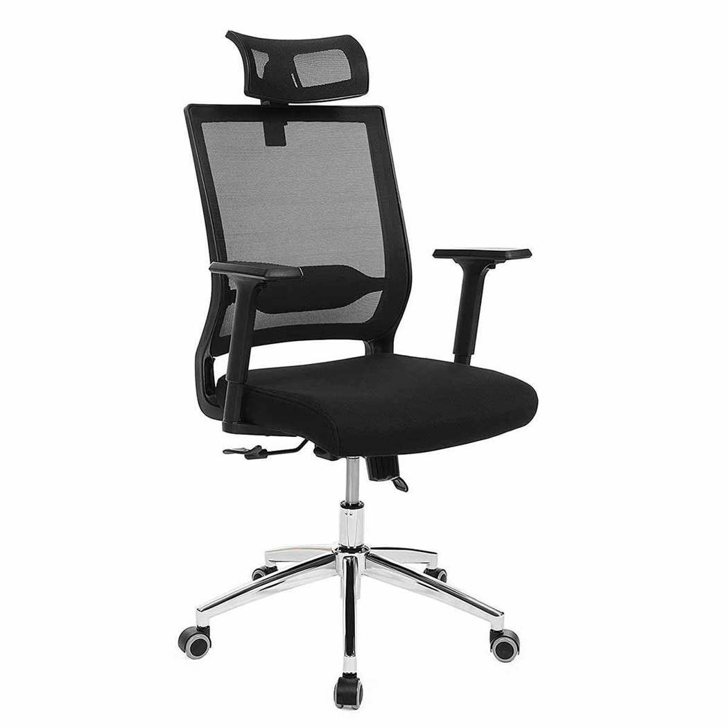 Siège Ergonomique BALA, Appui-tête Réglable, Support Lombaire, en Maille Respirable, Noir