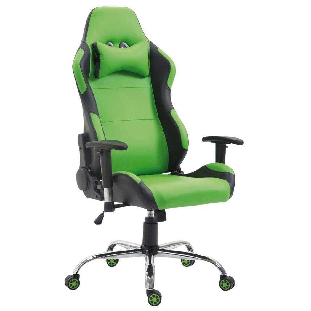 Fauteuil Gamer ROBY, Design Sportif et Grand Confort, en Cuir, Vert