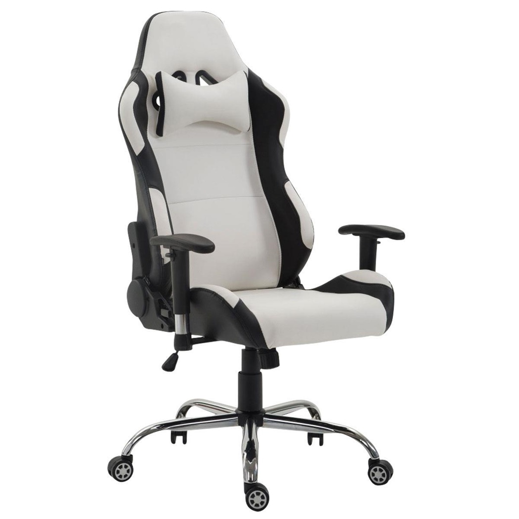 Fauteuil Gamer ROBY, Design Sportif et Grand Confort, en Cuir, Blanc