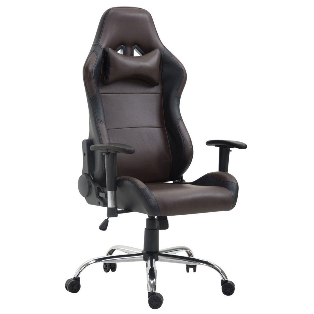 Fauteuil Gamer ROBY, Design Sportif et Grand Confort, en Cuir, Marron