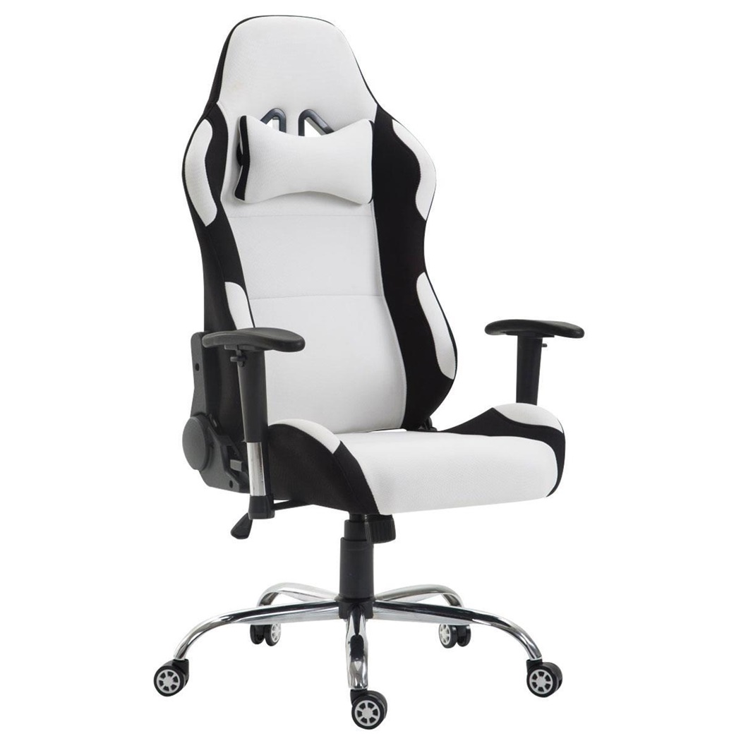 Fauteuil Gamer ROBY TISSU, Design Sportif et Grand Confort, Blanc
